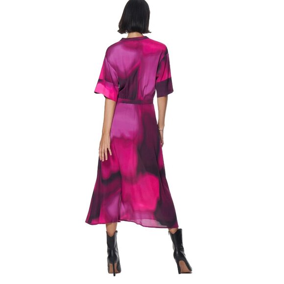 The Kit | Cobie Shirtdress in Pink and Black Love Haze Button Up Midi Sz 4 - Picture 3 of 16